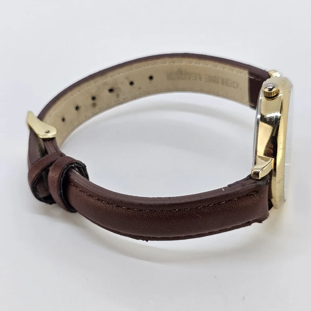 Women's World Map Watch 36MM Multicolor Dial Brown Leather Bands NEW Battery